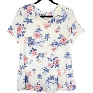 Emberley White Floral Peplum Blouse